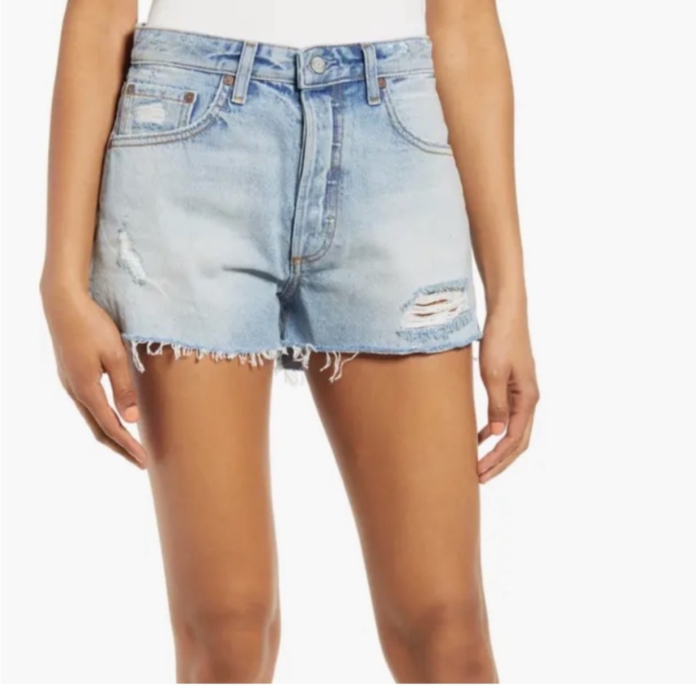 Boyish Cody La Dolce Vita Blue‎ Cutoff Distressed High Rise Jean Shorts